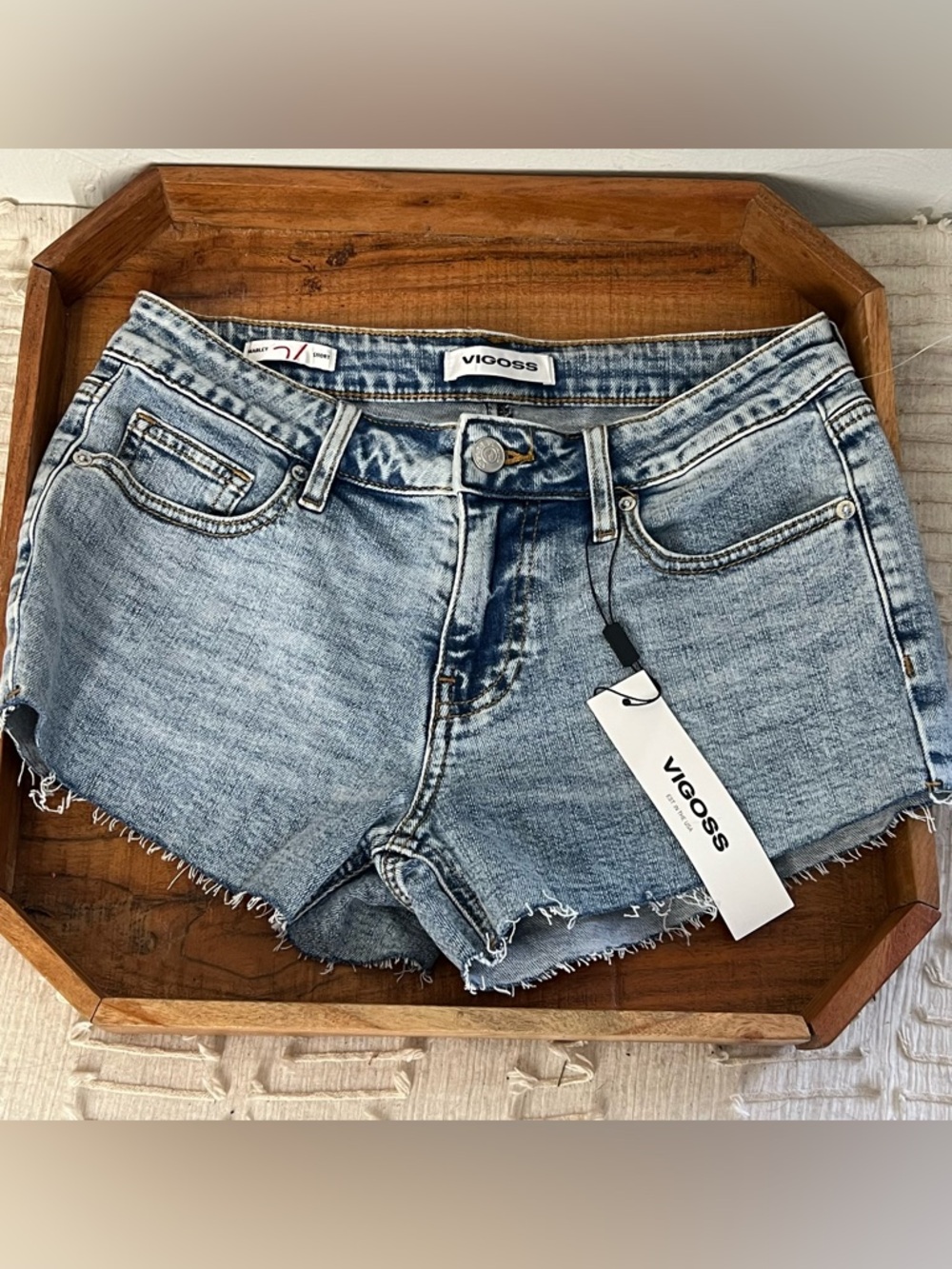 Vigoss Jeans Marley Shorts Mid Rise Stretch Cutoffs Size 24